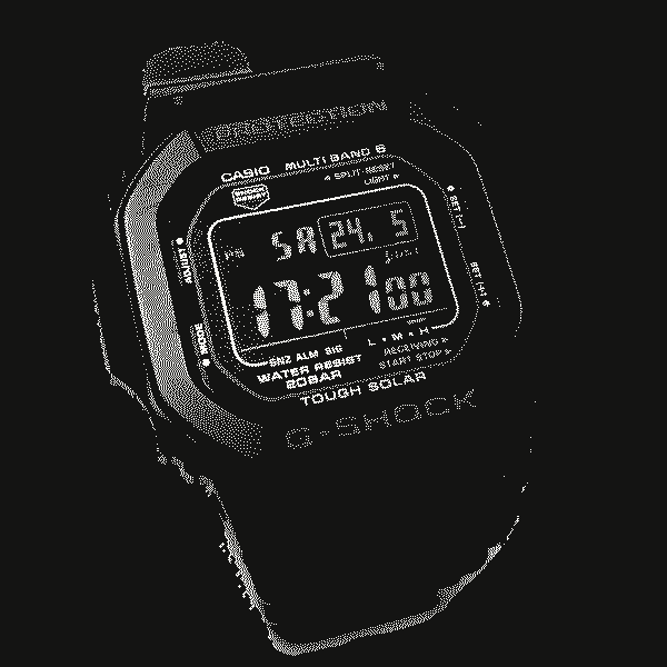diterovana fotografija G-SHOCK GW-M5610U-1B sata na belom papiru, amaterski snimak